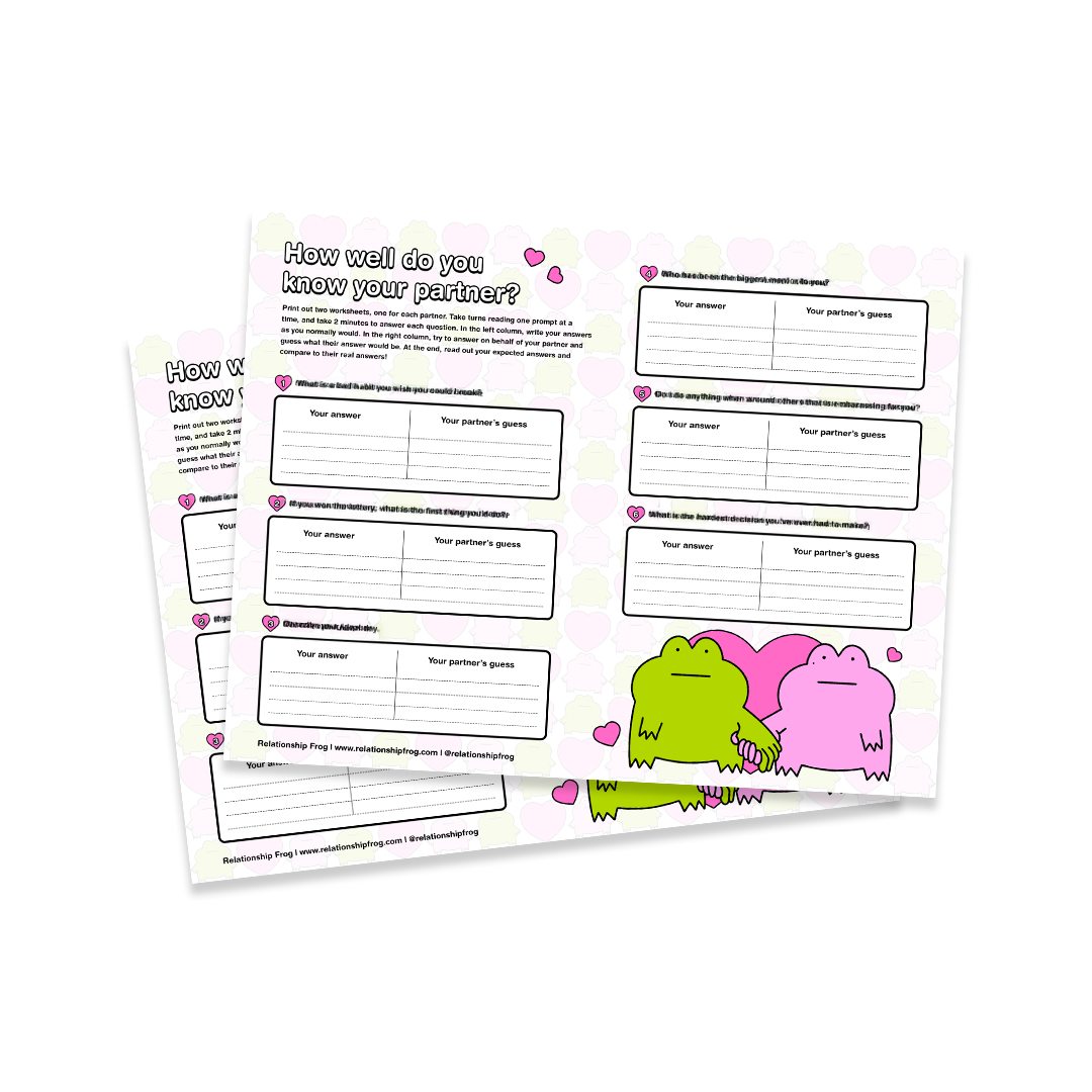 HOW WELL DO YOU KNOW YOUR PARTNER WORKSHEET